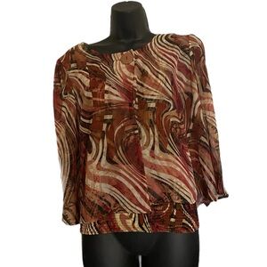 Chic Women's Abstract Pattern Blouse 2piece blouse set